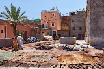  View of the old tannery in Marrakech on a sunny day. Morocco © Renar