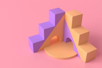 Abstract minimal scene,pastel color design for cosmetic or product display podium 3d render.	