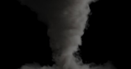 animation of a realistic smoke tornado on a dark background. Smoke in the wind - Powered by Adobe