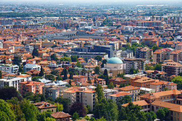 Obraz premium Aerial view of the old town Bergamo in northern Italy. Bergamo is a city in the Lombardy region.