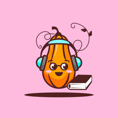 cute pumpkin enjoy music and book