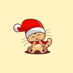 cute cat happy in Christmas