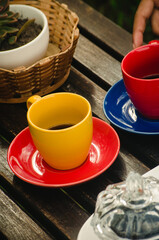 coffee in colorful cups
