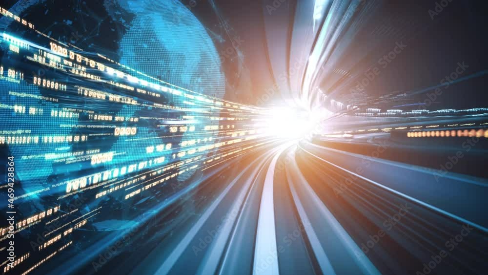 Aufkleber digital data flow on road in concept of cyber global communication and coding with graphic creating 