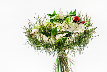 winter bouquet on the white background