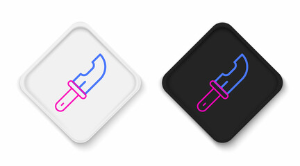 Line Hunter knife icon isolated on white background. Army knife. Colorful outline concept. Vector