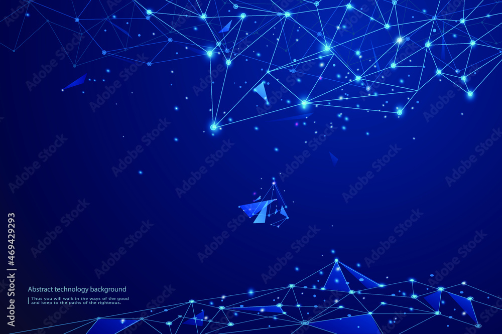 Poster abstract futuristic - molecules technology with polygonal shapes on background. illustration vector 