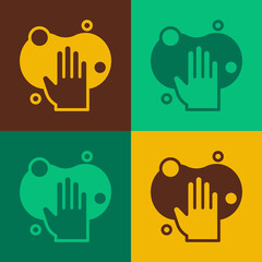 Fototapeta premium Pop art Sponge icon isolated on color background. Wisp of bast for washing dishes. Cleaning service logo. Vector