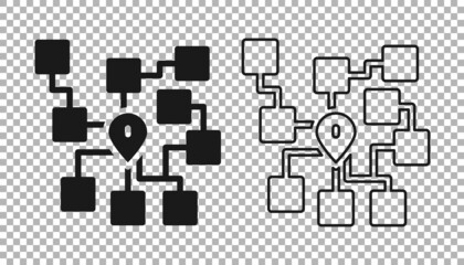 Black Neural network icon isolated on transparent background. Artificial intelligence AI. Vector