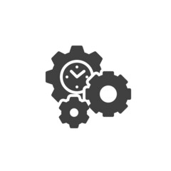 Gear with clock vector icon