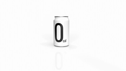 The soft drink can 0 kcal on white background  for health and sci concept 3d rendering