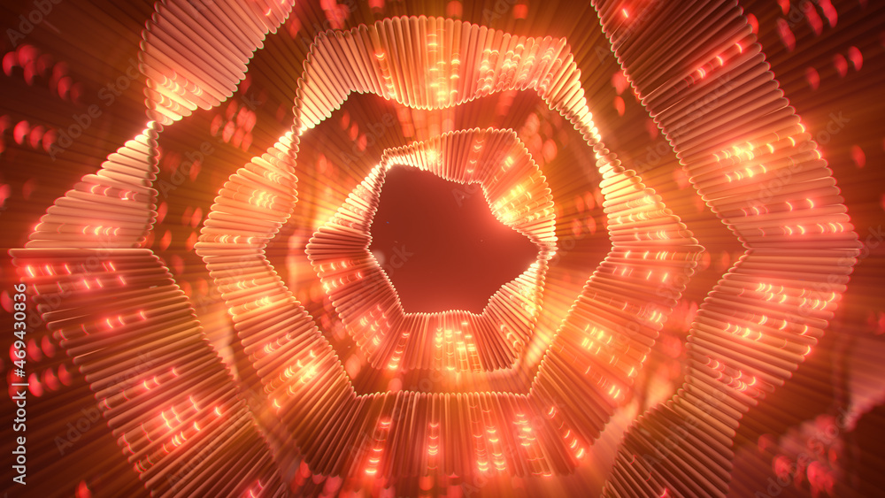 Poster shiny red twisted shape 3d rendering illustration