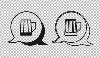 Black Wooden beer mug icon isolated on transparent background. Vector