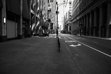 Scenic view of downtown Chicago Empty Street Scene; Clark & W. Jackson St.: Chicago Loop	