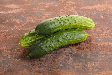 Fersh juicy green cucumbers heap