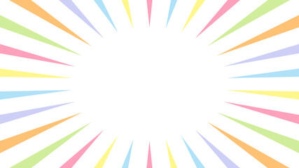 ポップなレインボーカラー集中線・フルハイビジョン背景素材／Pop rainbow color concentrated line, full high-definition background material