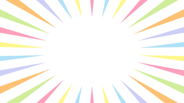 ポップなレインボーカラー集中線・フルハイビジョン背景素材／Pop rainbow color concentrated line, full high-definition background material