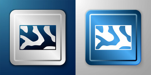 White Wooden beam icon isolated on blue and grey background. Lumber beam plank. Silver and blue square button. Vector