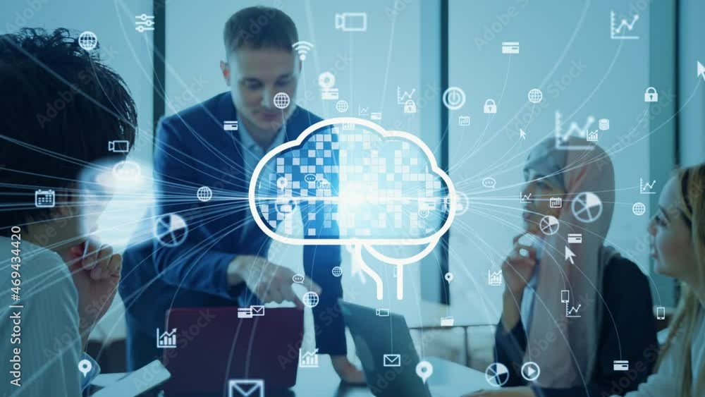 Aufkleber ai (artificial intelligence) concept. business nwtwork. digital transformation.