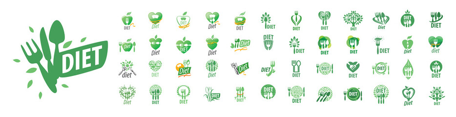 Obraz premium A set of vector Diet logos on a white background
