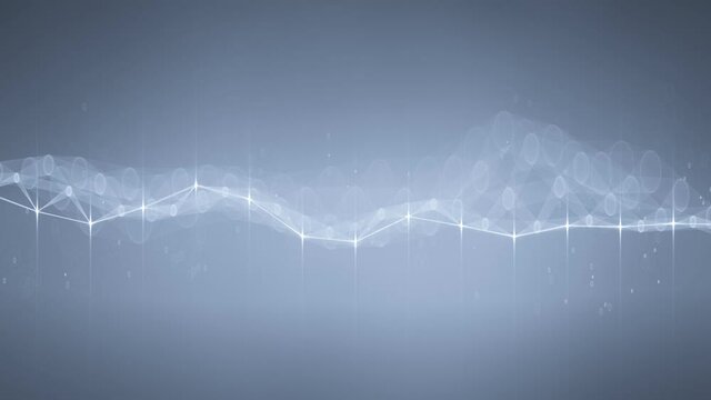 Connected polygons white plexus background. Scientific or technology concept. Digital data visualization. Seamless loop 3D render animation