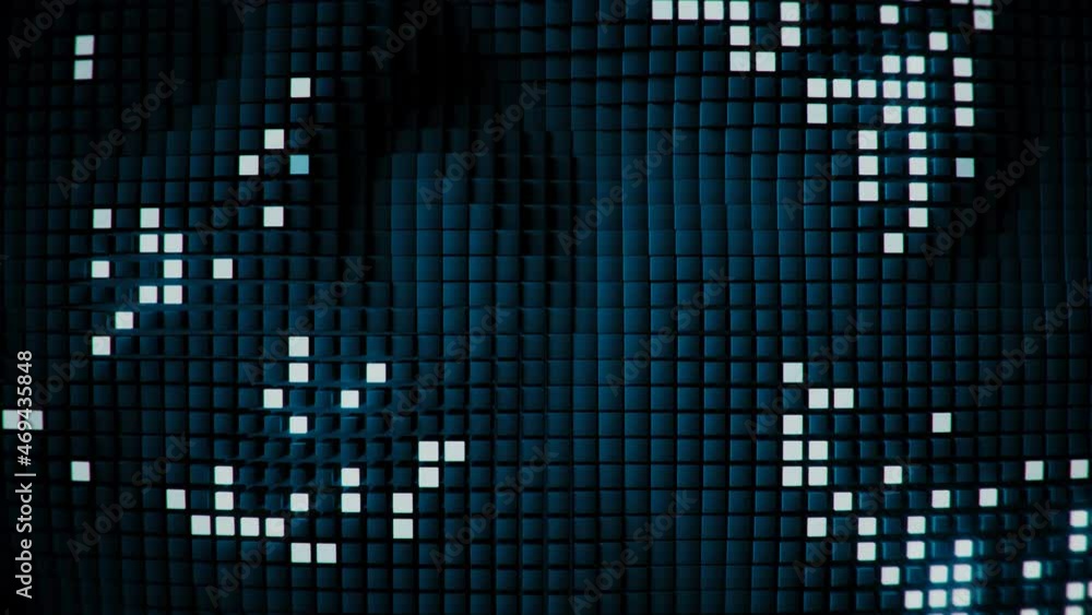 Poster futuristic matrix of glowing blue cubes. vj loop 3d render animation