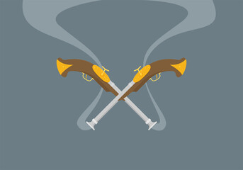 Pirate pistols flat vector isolated on background