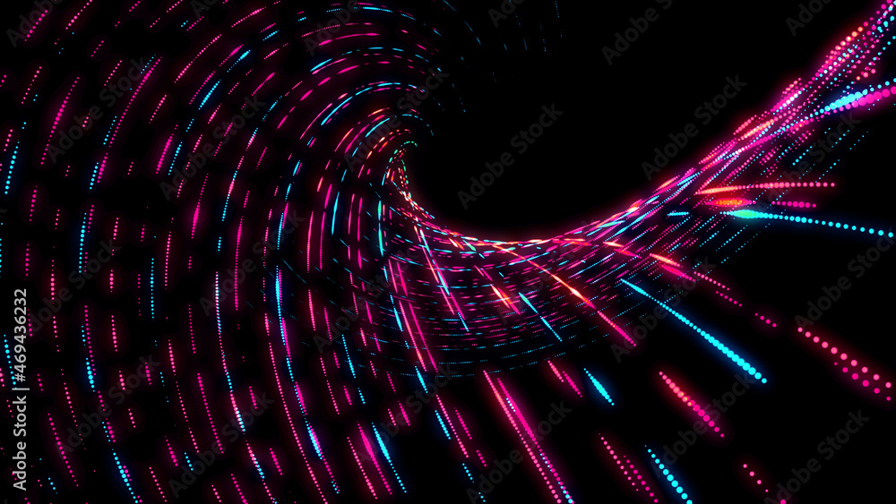Poster black background with pink wave. abstract colored waves on a dark background. modern abstraction ban