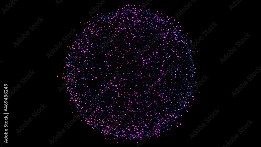 Fototapete Abstract 3d sphere made of dots. Particles of a sphere. Futuristic technology style. particles in the shape of a ball.