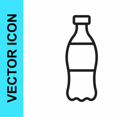Black line Bottle of water icon isolated on white background. Soda aqua drink sign. Vector