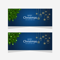 Fototapeta na wymiar Creative Christmas greeting card and new year with blue and golden realistic background