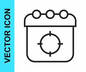 Black line Target sport icon isolated on white background. Clean target with numbers for shooting range or shooting. Vector