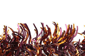 Colorful Christmas tinsel. Brown and gold.