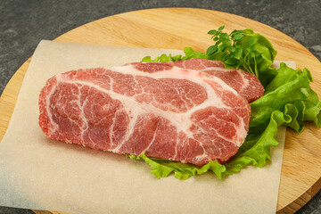 Raw pork meat neck steack
