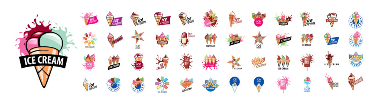 A set of vector Ice cream logos on a white background