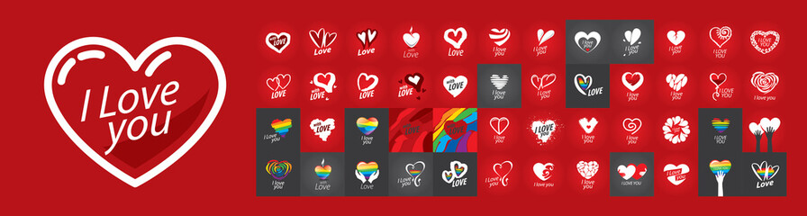 A set of vector logos with the image of a heart