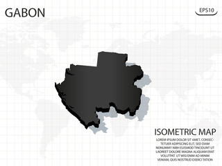 Fototapeta na wymiar 3D Map black of Gabon on world map background .Vector modern isometric concept greeting Card illustration eps 10.