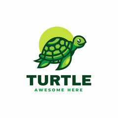 Vector Logo Illustration Turtle Simple Mascot Style