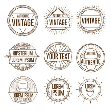 Set of linear retro vintage badges frames labels and logos