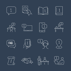 Info and Help Desk icons set. Info and Help Desk pack symbol vector elements for infographic web
