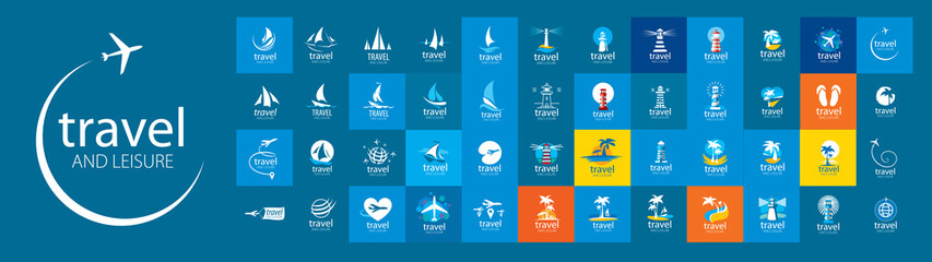 Obraz na płótnie Canvas A set of vector logos for leisure and travel