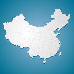 Vector map country China divided on regions