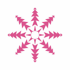 Pink snowflake on a white background. Winter snowflake shape. Christmas decorations. Vector illustration