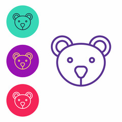 Set line Teddy bear plush toy icon isolated on white background. Set icons colorful. Vector