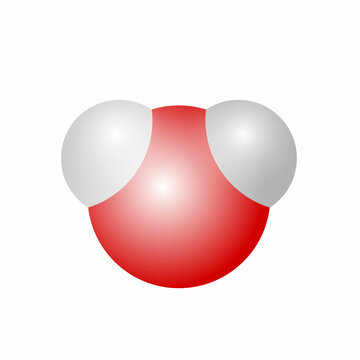 Water - chemical formula: H2O. Isolated over white background. H2O water molecule icon consisting of oxygen and hydrogen. Vector illustration
