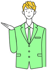 指を指しているポーズをしているスーツ姿の可愛いい男性 イラスト ベクター
A cute guy in a suit posing pointing his finger. illustration vector