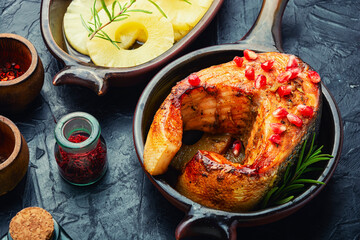 Appetizing trout steak