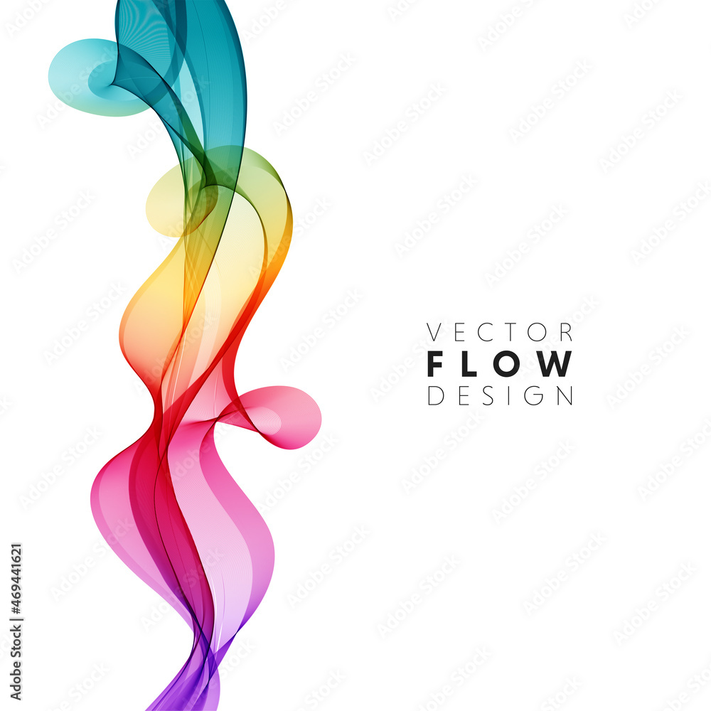 Aufkleber Vector abstract colorful flowing wave lines isolated on white background. Design element for wedding invitation, greeting card