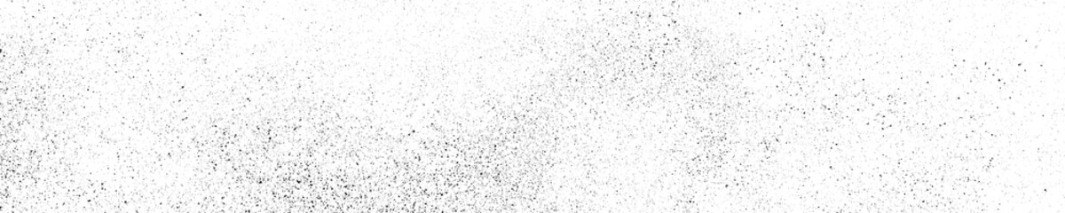 Black Grainy Texture Isolated On White. Panoramic Background. Dust Overlay. Dark Noise Granules. Wide Horizontal Long Banner For Site. Vector Illustration, EPS 10.