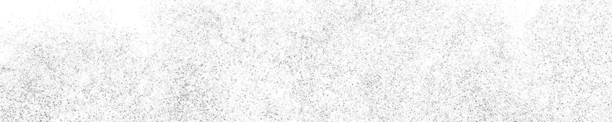 Black Grainy Texture Isolated On White. Panoramic Background. Dust Overlay. Dark Noise Granules. Wide Horizontal Long Banner For Site. Vector Illustration, EPS 10.